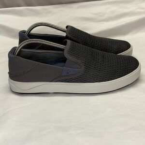 OluKai Lae'ahi Mens Shoes Size 9 Gray Canvas Slip On Loafer Casual
